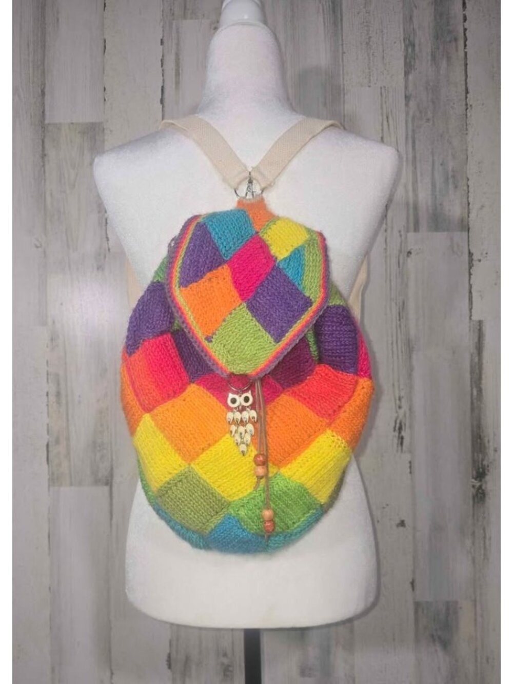 Boho Mini Backpack Cute 60s 70s Hippie Girlhood Patchwork Fun Joyful Rainbow Bag